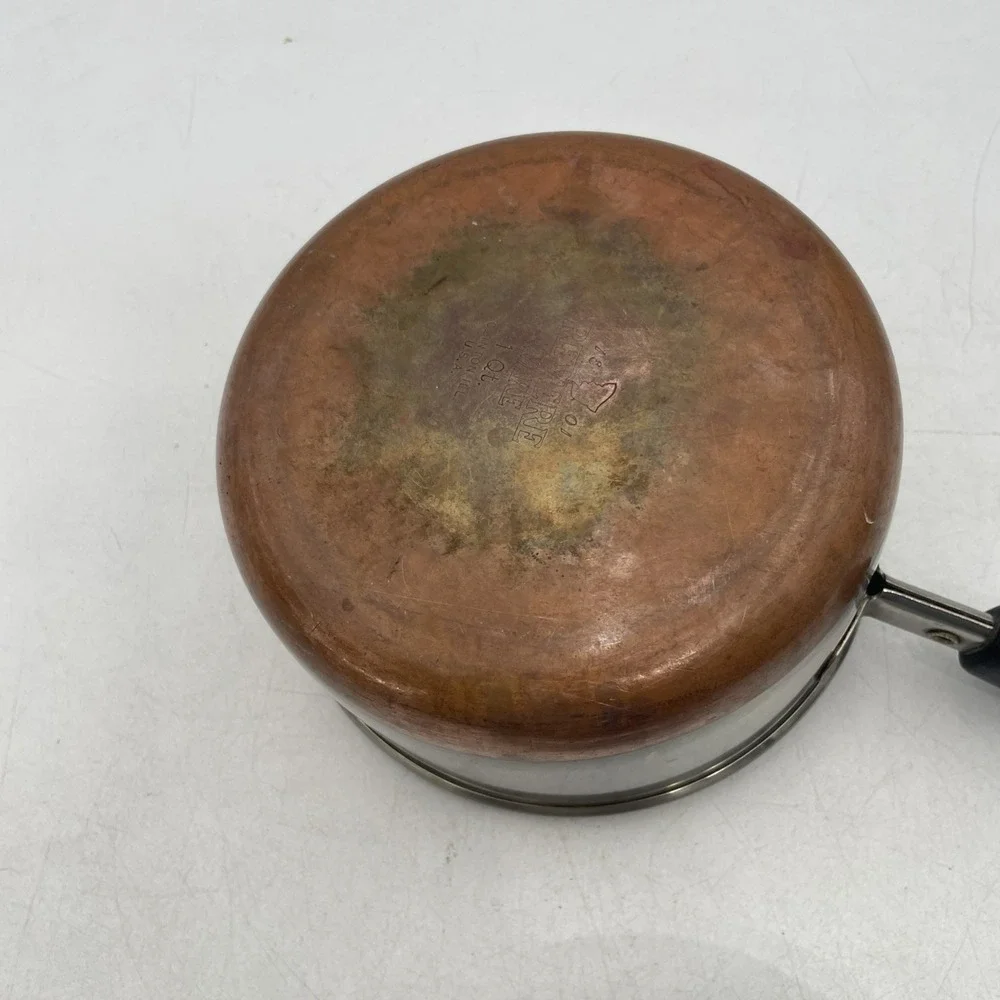 Vtg RevereWare Copper Bottom Saucepan Lot of 4 Pots+3 Lids 4qt 3qt 2qt 1qt-Clean
